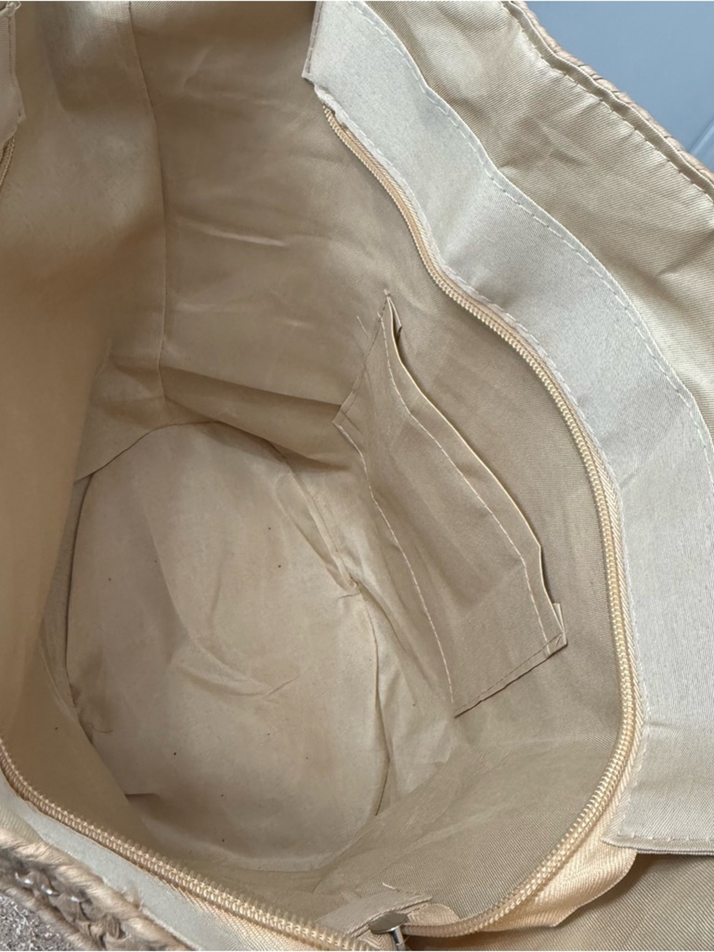 Woven Straw Tote with Brown Leather Straps - Picture 5 of 6